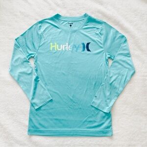 Hurley Unisex Light Blue Long Sleeve Rash Guard size 7/8